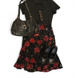 rare vtg 90s y2k velvet floral fairycore whimsygoth midi